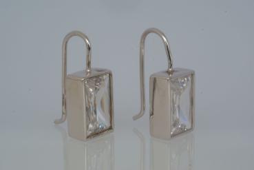 Ohranhänger Rechteck mit Zirkonia Silber 925