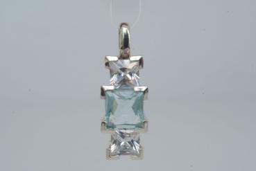Anhänger mit Zirkonia 8mm Hellblau Silber 925