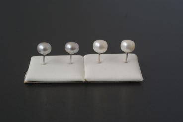 Perlohrstecker Silber 925 Süßwasserperlen 7,5mm Grau Bouton