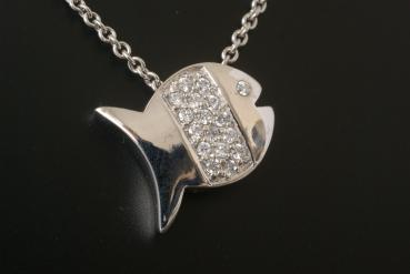 Anhänger Fisch mit Zirkonia Silber 925