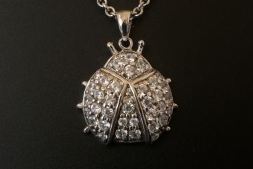 Anhänger Glückskäfer mit Zirkonia Silber 925