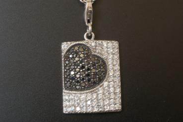 Anhänger Viereckherz mit Zirkonia Silber 925