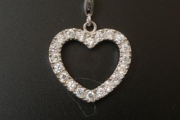 Anhänger Großes Herz mit Zirkonia Silber 925