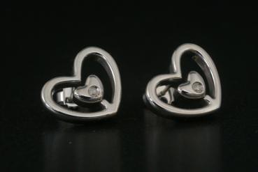 Ohrstecker Edelstahl Herzform Zirkonia