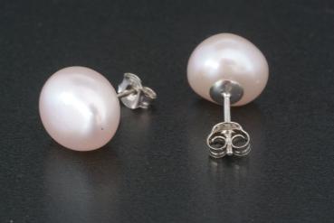 Perlohrstecker Silber 925 Süßwasserperlen 10mm Bouton Flieder