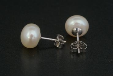Perlohrstecker Silber 925 Süßwasserperlen 10,5 mm Bouton