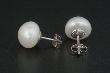 Perlohrstecker Silber 925 Süßwasserperlen 11mm Bouton