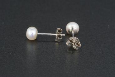 Perlohrstecker Silber 925 Süßwasserperlen 5,5mm Bouton