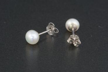 Perlohrstecker Silber 925 Süßwasserperlen 6,5mm Bouton