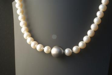Perlenkette Süsswasserperlen weiß 10,0 mm Rund
