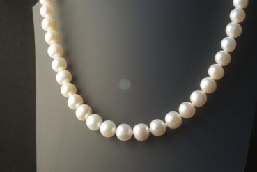 Perlenkette Süsswasserperlen weiß 9-9,5 mm Rund