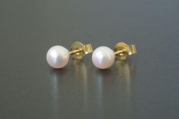 Perlohrstecker Gold 585 Akoyaperlen 6,0mm