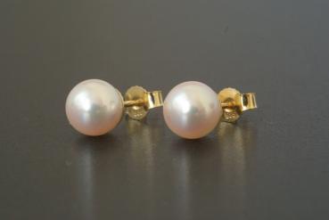 Perlohrstecker Gold 585 Akoyaperlen 8mm