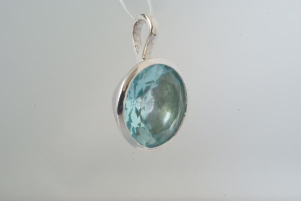 Anhänger mit Zirkonia Aquamarinblau Silber 925