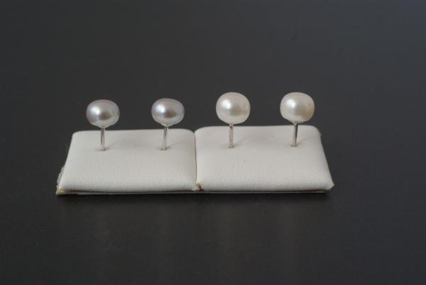 Perlohrstecker Silber 925 Süßwasserperlen 7,5mm Grau Bouton