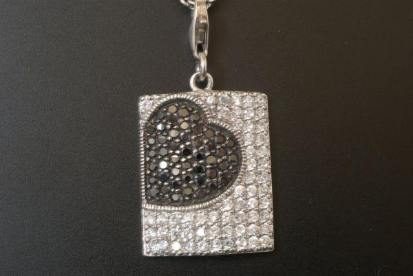 Anhänger Viereckherz mit Zirkonia Silber 925