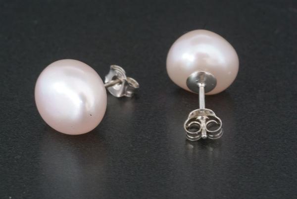 Perlohrstecker Silber 925 Süßwasserperlen 10mm Bouton Flieder
