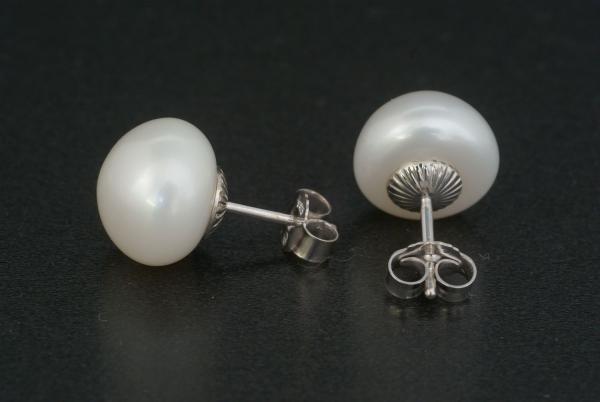 Perlohrstecker Silber 925 Süßwasserperlen 11mm Bouton