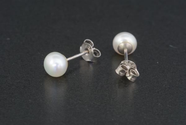 Perlohrstecker Silber 925 Süßwasserperlen 6,5mm Bouton