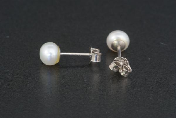 Perlohrstecker Silber 925 Süßwasserperlen 6,5mm Bouton