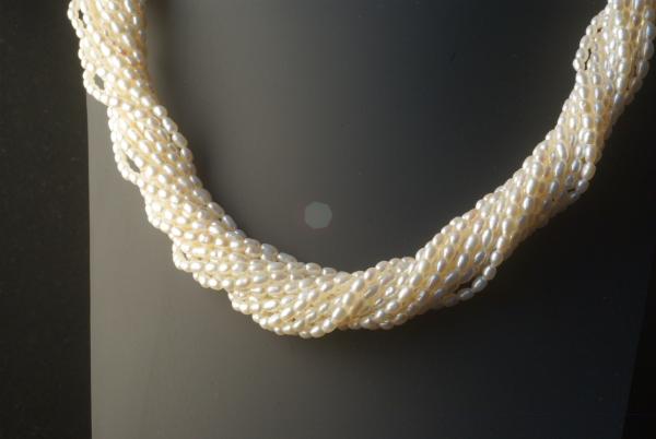 Perlenkette Süsswasserperlen 15reihig weiß