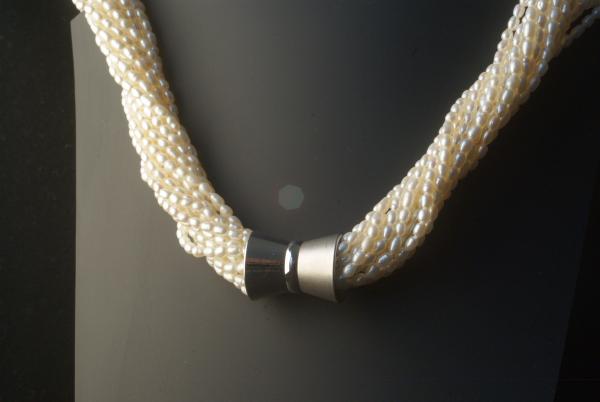 Perlenkette Süsswasserperlen 15reihig weiß