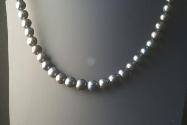 Perlenkette Süsswasserperlen Anthrazit 8,0mm Rund