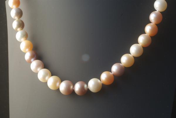 Perlenkette Süsswasserperlen mehrfarbig weiss flieder lachs