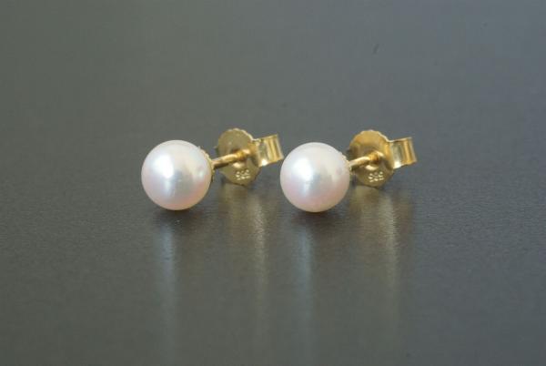 Perlohrstecker Gold 585 Akoyaperlen 6,0mm